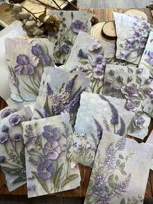 23 Stück/Packung Vintage Zweimaterial Weiß Kraftpapier Geprägt 3D Blumen & Pflanzen Dekoartikel, leicht Retro Scrapbooking, Journaling, Basteldekopapiere