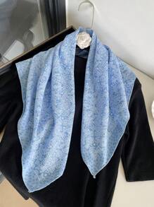 1 件女士花卉印花 70 厘米头巾，多功能头带、腰带、颈巾、时尚配饰、防晒