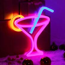 1pc Bestselling Neon Sign Cocktail Glass Room Decor Light, Battery Operated Or USB Powered, Cocktail Cup Size 9.13x8.46in/23x21.5cm, LED Decorative Lamp For Desk, Wall, Suitable For Girl's Dorm, Bedroom, Living Room, Bar, Camping, Proposal, Birthday, Party, Valentine's Day, Mother's Day, Halloween, Christmas Gifts