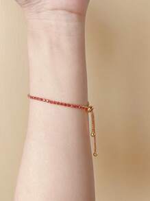 1pc Fashionable Party Rhinestone Push-Pull Bracelet, Multilcolor Sparkling Bracelet For Women, Suitable For Daily Wear, Party, Holiday Jewelry Gift