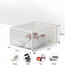 2/6/8/12 Pieces, Large Shoe Storage Box, Stackable Storage Box With Lid, Shoe Rack And Stand Substitutes, Sports Shoe Container, Toy Storage Box, Entrance Passage, Closet, Under The Bed - White - View 1
