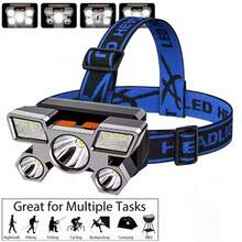 5/11 LED 可充电头灯手电筒 - 超亮、便携、防水、可调节光束角度，适合露营、钓鱼、跑步、旅行和户外活动 - USB 供电，电池寿命长 - 彩色 - 查看 11