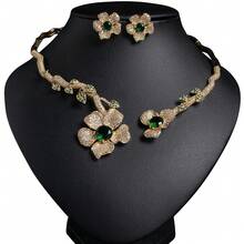 Conjunto de Joias de Moda Feminina 1 set/3 peças, em forma de flor, brincos e colar femininos | Conjunto combinável, adequado para férias femininas | Festa | Presente - Conjunto de joias - Ver 4
