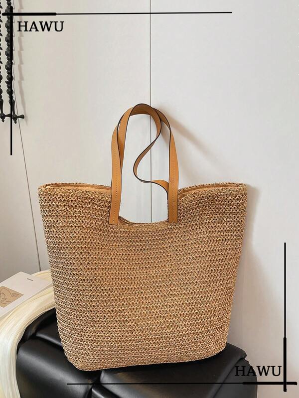 Bolso de playa de paja con purpurina, nuevo bolso de mano para vacaciones en la playa