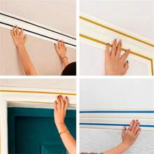 1pc 2.3mx14cm Self-Adhesive Flexible Foam Molded Decoration Foam Wall Edge Strip , Peel And Stick Baseboard Molded Decoration, 3D Decorative Wall Line Floor Wallpaper Borde