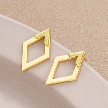1 Pair Golden Rhombus Geometric Arrow Drop Earrings, Versatile French Style Simple Stud Earrings For Women
