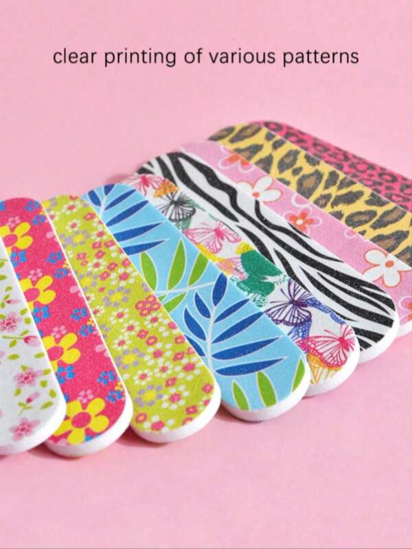 50/30/10/5pcs Nail Files, Double-Sided Printed Nail Files, Fashion Style Nail Care, Foot Care, Emery Board Tools, Sanding Polishing Blocks, Suitable For Beginners And Nail Salons