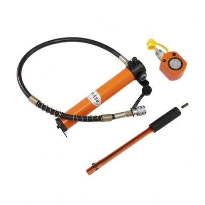 SENDERPICK Low Profile Porta Power Ram Single-Acting Mini Jack Ram With CP-180 Hydraulic Hand Pump 0.43" Stroke For Machinery Shipbuilding