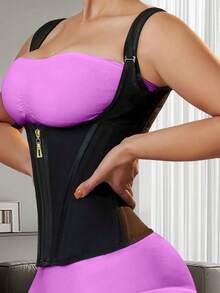 1 件可调节拉链腰部训练紧身胸衣，带肩带钢骨增强型双压缩塑身腰带