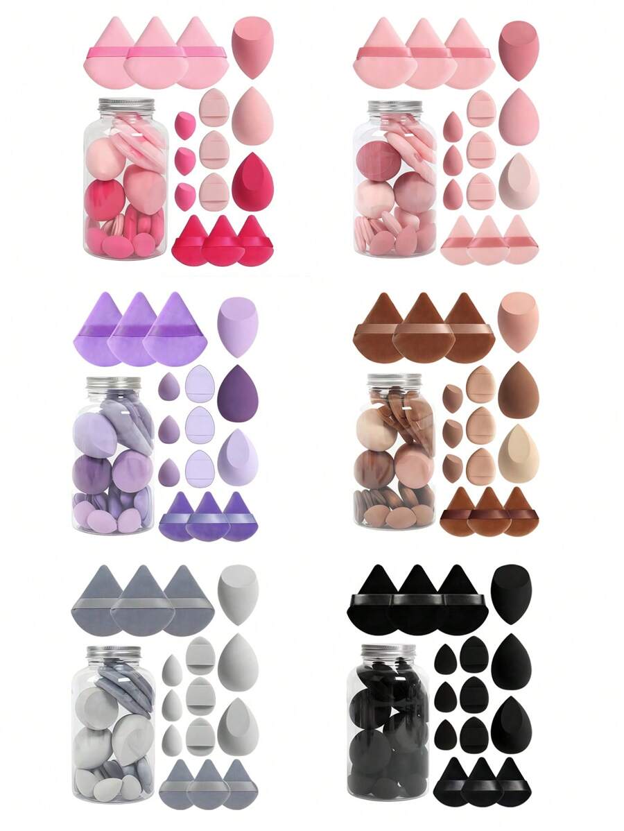 15pcs Makeup Sponge Set With Storage Container, Soft Beauty Sponge Applicable For Liquid Foundation, Fingertip & Powder Puff Dual-Use For Dry & Wet Powder Foundation ￼,Makeup,Cheap,Room Decor,Vanity,Travel,Bedroom,Makeup Accessories,Puff,Makeup Blender,Powder Puff,Makeup Sponge