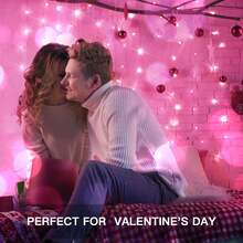 1PC 19.6ft X 9.8ft 600 LEDS 8 Lighting Modes Fairy Copper Light With Remote Colorful Window Curtain String Lights, USB Powered Waterproof For New Year Christmas Bedroom Party, Wedding Home Garden Wall Decorations - 粉色 - 查看 3