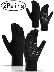 Winter Gloves, Warm Touchscreen Anti-Slip Knit Glove For Men Women, Upgraded Touch Screen Texting Warm Running With Thermal Soft Knit Lining - B - View 12