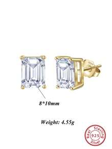1 Paar luxuriöse 925er Sterlingsilber Ohrstecker mit funkelndem quadratisch geschliffenen Zirkonia, eleganter Schmuck für Frauen, ideal für besondere Anlässe, Geburtstage, Jahrestage und romantische Geschenke, perfekt, um jedem Outfit eine Note von Raffinesse zu verleihen, gefertigt mit zeitloser Schönheit und Haltbarkeit, ein vielseitiges Accessoire, das sowohl zu lässigen als auch formellen Looks passt, ein atemberaubendes Geschenk für sie, das jede Feier und jeden Moment noch unvergesslicher macht.
