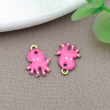 10pcs 9x12mm Cute Enamel Stainless Steel Octopus Charms Mini Cute Marine Life Animal Pendants For DIY Ocean Bracelet Necklace Earrings Jewelry Making Crafts Accessories