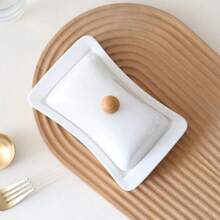 1 Set Ceramic Butter Dish With Lid, Suitable For Baking, Cheese & Butter Storage, Kitchen Accessories, Great For Gifting