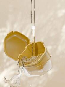 Estuche portátil 2 en 1 para almacenamiento de dentaduras postizas y aparatos de ortodoncia invisibles, recipiente de limpieza multifuncional para retenedores, caja hermética de 3 capas con canasta para el cuidado oral profesional de retenedores, alineadores y protección de dentaduras