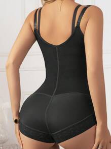 1pc U-Plunge Front Zipper Shapewear Women's Adjustable Waist Trainer Postpartum Tummy Control Body Shaper Butt Lifter Bodysuit