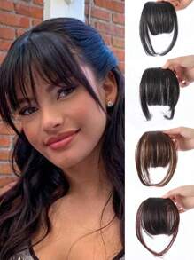 Extension per capelli con frangia molletta-in sintetici, colori marrone, nero e oro, frangia con accessori per capelli da donna, per aumentare il volume dei capelli e da indossare quotidianamente