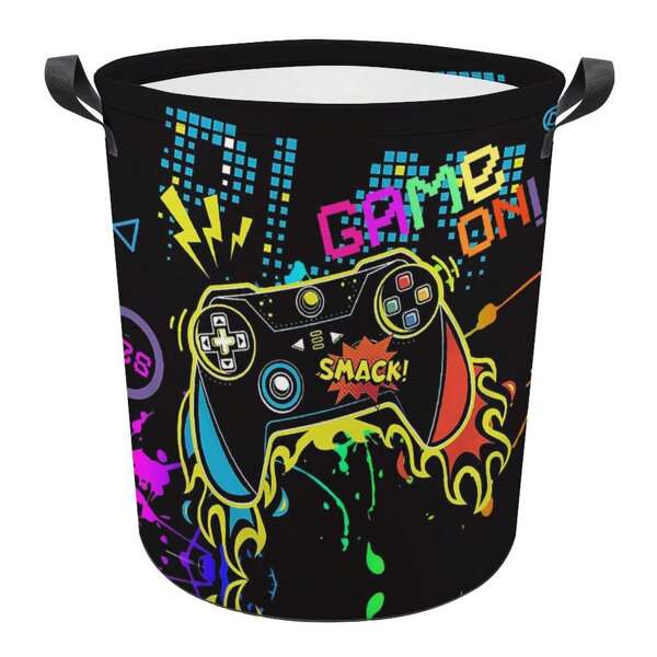 Cesta de ropa plegable con forma de mando de videojuego, cesto de ropa de dormitorio con diseño de mando de videojuego, bolsa de almacenamiento grande para el baño, contenedor de juguetes para la sala de estar de dormitorio universitario