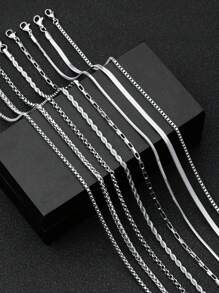 8 Stück Herren Halskette Set aus rostfreiem Stahl, Twist-Kette, Schlangenkette, Basic-Stil, DIY Halskette, 60 cm Länge, geeignet für täglichen Tragen, Sommer Herren Schmuck