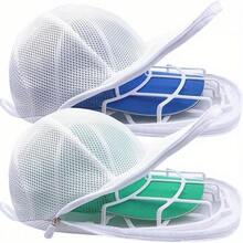 2pcs White/Turquoise Washing Bags - Durable Plastic Zipper Mesh Cap Washing Bag, Keeps Shape And Breathable Design, For Machine Wash And Dry, Convenient And Lightweight, Essential For Sports Enthusiasts - Multicolor - View 5