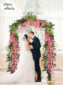 Wisteria Artificial Flowers Garland, 4pcs Total 28.8ft Artificial Wisteria Vine Silk Hanging Flowers, Suitable For Wedding Hanging Flowers Ceiling, Home Decoration, Bedroom Decoration, Ideal Gift For Back To School Season Party