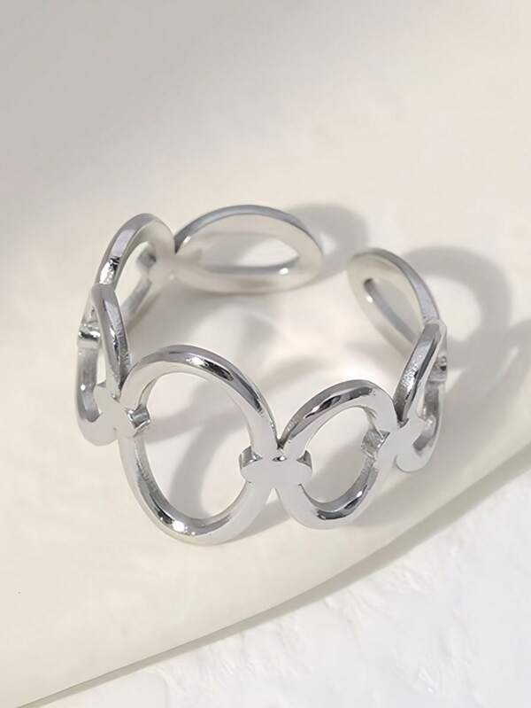 1pc Hollow Geometric Open Ring, Suitable For Daily Wear