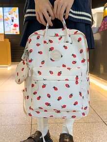 2件套女士防水尼龙时尚背包礼品套装（带吊坠）