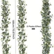 2/4 件桉树叶花环、白色桉树叶花环、银色桉树叶石膏花环、人造绿色藤蔓、场景装饰、节日装饰、房间装饰、家居装饰、办公室装饰、主题派对装饰、圣诞装饰