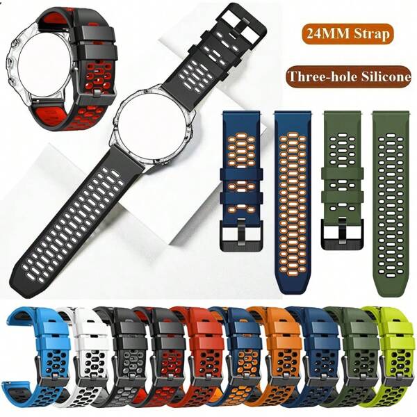 24mm Soft Breathable Silicone Strap For Zeblaze Watch Ares 3 Vibe 3S HD/6/3GPS/3Pro Neo Quick Release Wristband Replacement Sports Straps Bracelet For Sunnto Watch 9/9Baro/7/D5 Watch Band Women Men Strap For Ticwatch Pro 5 Smartwatch Accessories Holiday Gifts