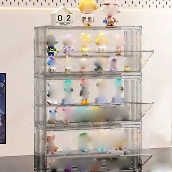 1pc Container-Shaped Acrylic Display Case, Dust-Proof Thick Transparent Organizer Box For Figurines & Collectibles