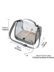 Tragbare Haustier-Reisekäfig/-Tragetasche (mit Tablett), transparente Vogelkäfig-Umhängetasche, atmungsaktiv & bequem, geeignet für Vögel, Papageien, Kakadus und kleine Reptilien, mit Sitzstange und weichem Pad