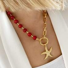 Collier de mode hip-hop de style bohème à chaîne épaisse, collier court multicouche pour femmes et jeunes filles. Pendentif de tortue et de coquillage de style bohème. Collier de perles créatives de coquillage pour les filles à la plage