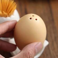 2pcs Egg-Shaped Ceramic Jars, Salt & Pepper Shakers, Novelty Seasoning Containers, Kitchen Spice Holders, Suitable For Outdoor Picnic, Barbecue, Restaurant, Kawaii Egg Design, Unique Kitchen Gadgets, Home Decor Gifts - Multicolor - View 6
