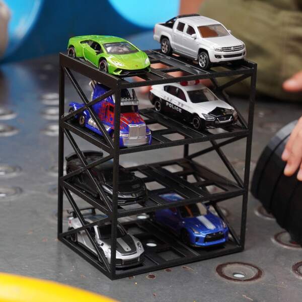 Expositor de 4 niveles para modelos de coches a escala 1:64, Estantería de almacenamiento para modelos de coches, Con diseño calado, Buena estabilidad, Con 12 espacios de exhibición para modelos de coches