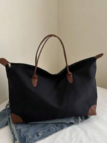 Bolso de mano grande de capacidad minimista, bolso de mano de nailon de unicolor, bolso de hombro y bolso de mano simple para mujer