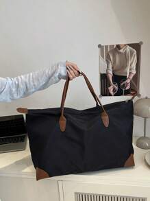 Bolso de mano grande de capacidad minimista, bolso de mano de nailon de unicolor, bolso de hombro y bolso de mano simple para mujer