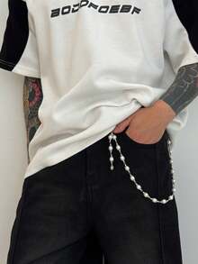 1件装男女通用裤链，嘻哈珍珠拼接裤链，牛仔裤挂链，男女通用裤链 - 彩色 - 查看 3