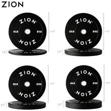 ZION 210LB Weight Plates Set, 10-45 LB 2-Inch Bumper Plates For Strength Training And Weightlifting, Weight Plates For Pairs Or Sets, Shock Absorbing Low Bounce Technology Sport Series, Black Barbell Set, Durable For Home Gym Accessories - 260 LB SET - View 3