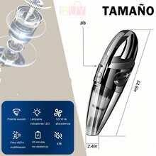 Aspiradora pequeña, aspiradora para coche, aspiradora doméstica, aspiradora inalámbrica, aspiradora de mano, aspiradora multifuncional, aspiradora de mano para coche, aspiradora profesional, mini aspiradora de mano inalámbrica, aspiradora portátil recargable para coche, aspiradora de mano pequeña y ligera, carga USB, con luz LED, succión potente, larga duración, limpieza en seco y húmedo, herramientas, productos para el hogar, accesorios para coche, adecuada para coche, hogar, pelo de mascotas, polvo, sofá (negro) - Negro - Ver 2