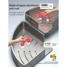 Estantes de baño de aluminio sin taladro para instalación, estante de champú, soporte de almacenamiento, organizador de cocina - 6.8Barra cuadrada de plata - Ver 5