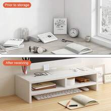 Wood Monitor Stand Riser, Monitor Stand 2 Tiers Computer Monitor Riser, Computer Stand, Laptop Stand With Storage Shelf For Home And Office - Multicolor - View 3