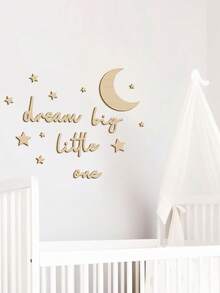 Dream Big Little One Wooden Nursery Wall Decor Boho Moon Stars Babyroom Wall Art Neutral Nursery Sign For Boys Girls Bedroom Home Farmhouse Living Playroom - Multicolor - View 4