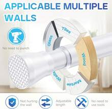 Tension Shower Rod 33 To 59 Inch White Curtain Rod Adjustable Expandable Spring Curtain Rod No Drilling 7/8" Spring Loaded Curtain Rods For Shower Windows Bedroom Closet Doorway Door - 白色 - 查看 6