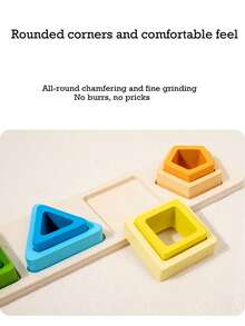 Montessori Early Education Children's Wooden Educational Toy Shape Matching Color Cognition 3D Three-Dimensional Block Geometric PuzzleSchool, Student,Stationery,School Supplies - Multicolor - View 9