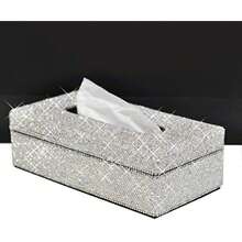 Luxury Crystal Rhinestone Handmade Bling Decorative Tissue Holder Box - 1 - View 2