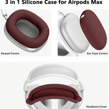 三件套 适用于 Apple AirpodsMax 耳机保护壳 - 酒紅色 - View 5