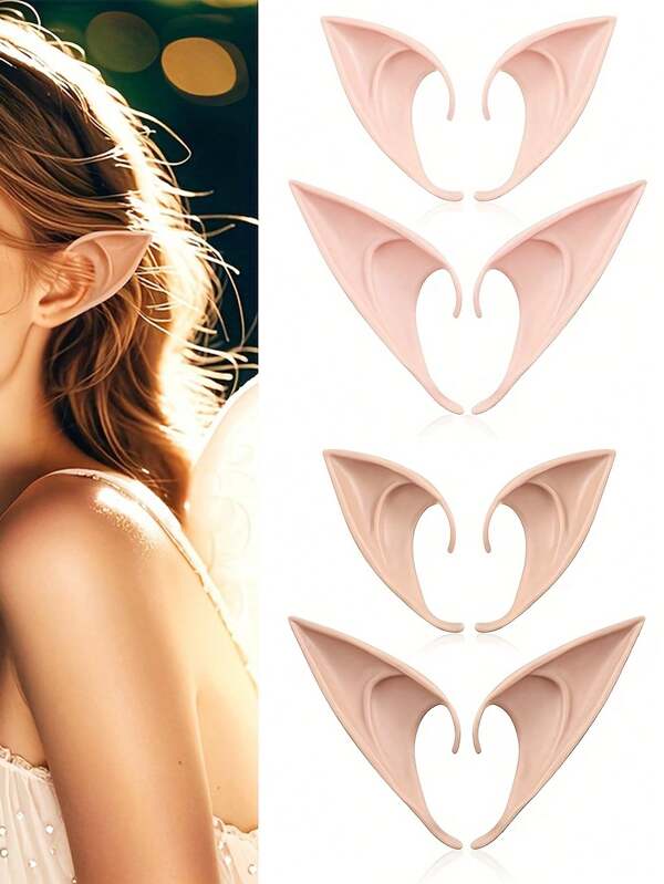 1 Pair Halloween Elf Ears Cosplay Props, Pixie Ear Elf Ears Angel Fake Ears Costume For Cosplay, Party,Masquerade