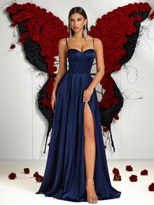 ADYCE فستان ماكسي أنيق بخصر عالي وفتحة عالية في الظهر مع ربطة متقاطعة، بحمالات رفيعة وياقة على شكل قلب، مناسب لحفلات التخرج والزفاف وحفلات المناسبات الرسمية والعشاء والأعياد والتجمعات العائلية وأعياد الميلاد والمناسبات الأخرى.