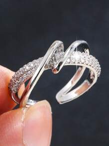 1pc Stainless Steel Luxury Minimalist Geometric Design Open Ring, Fashionable & Unique For Women